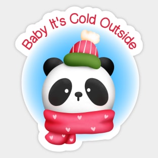 Cute Panda in Scarf and Winter Hat Sticker